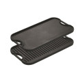 Double sided cast iron charcoal griddle grill pan